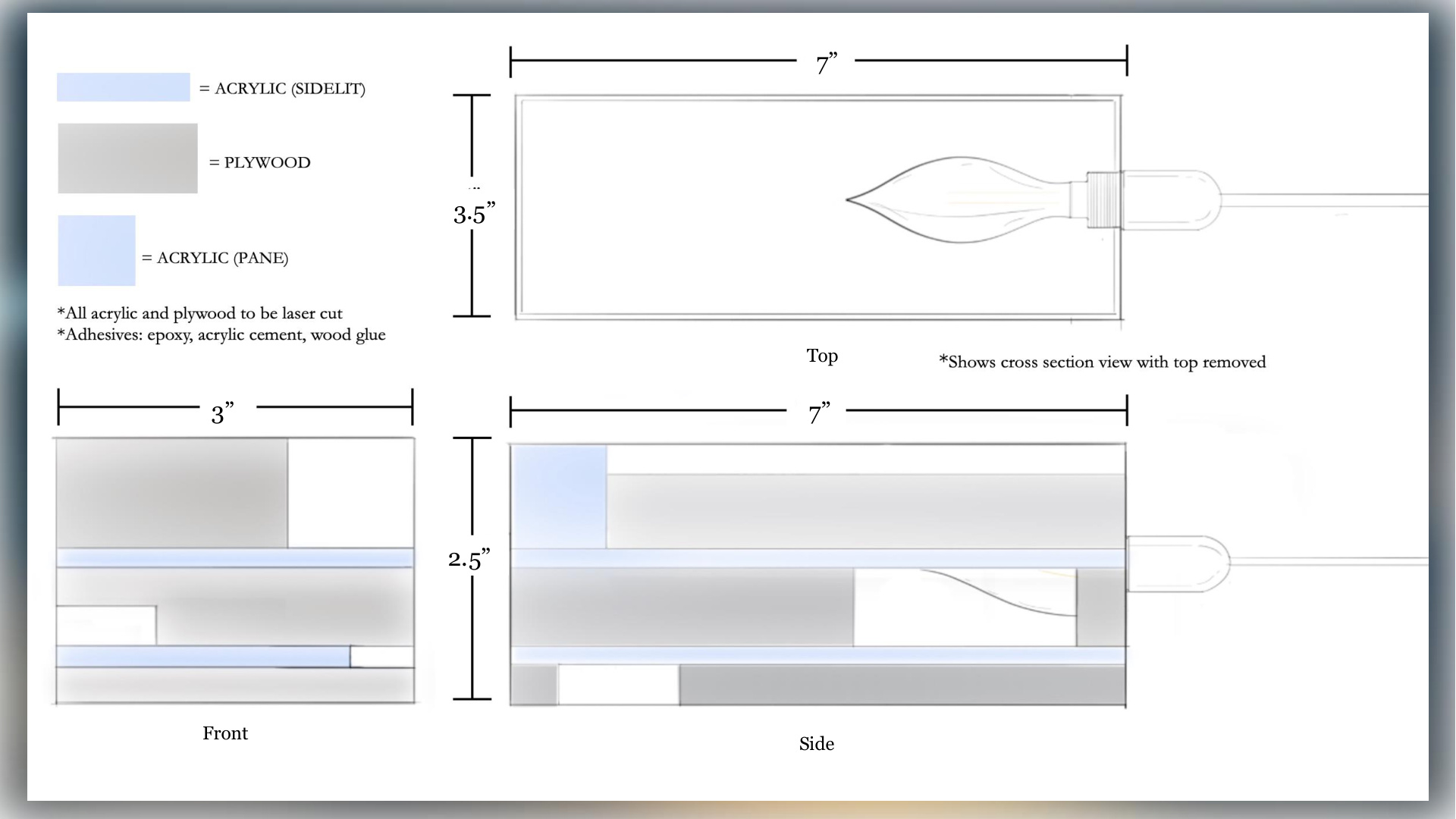 Orthographic views and dimensions